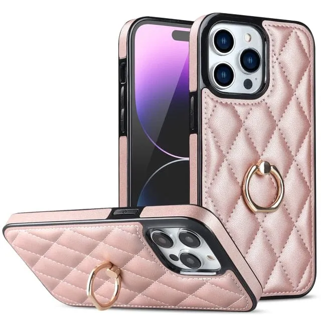Classic Leather Phone Case With Ring Grip