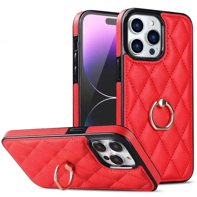 Classic Leather Phone Case With Ring Grip
