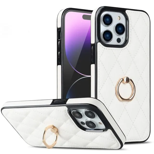 Classic Leather Phone Case With Ring Grip