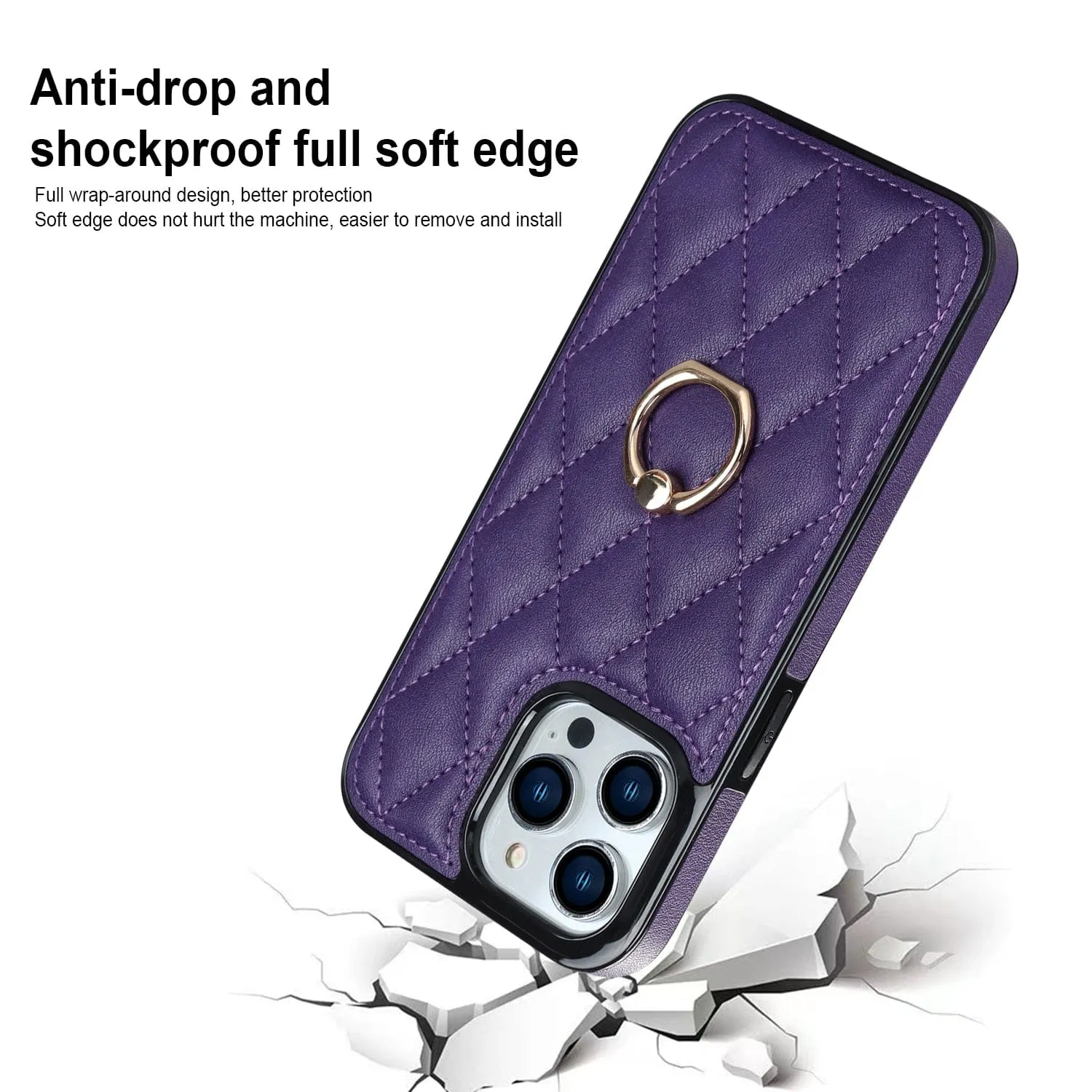 Classic Leather Phone Case With Ring Grip