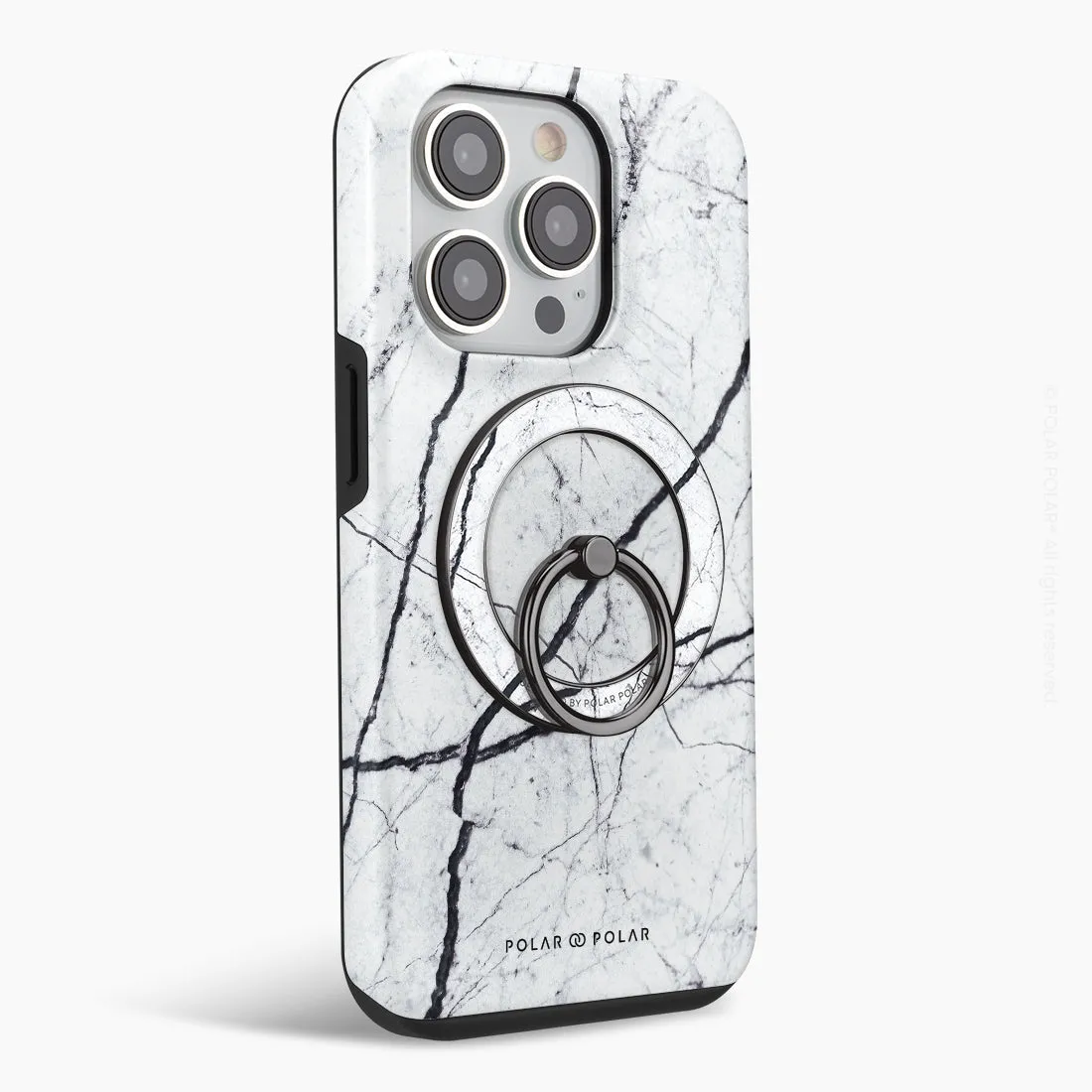 Classic White - Black MagSafe Phone Grip and Ring Holder Stand