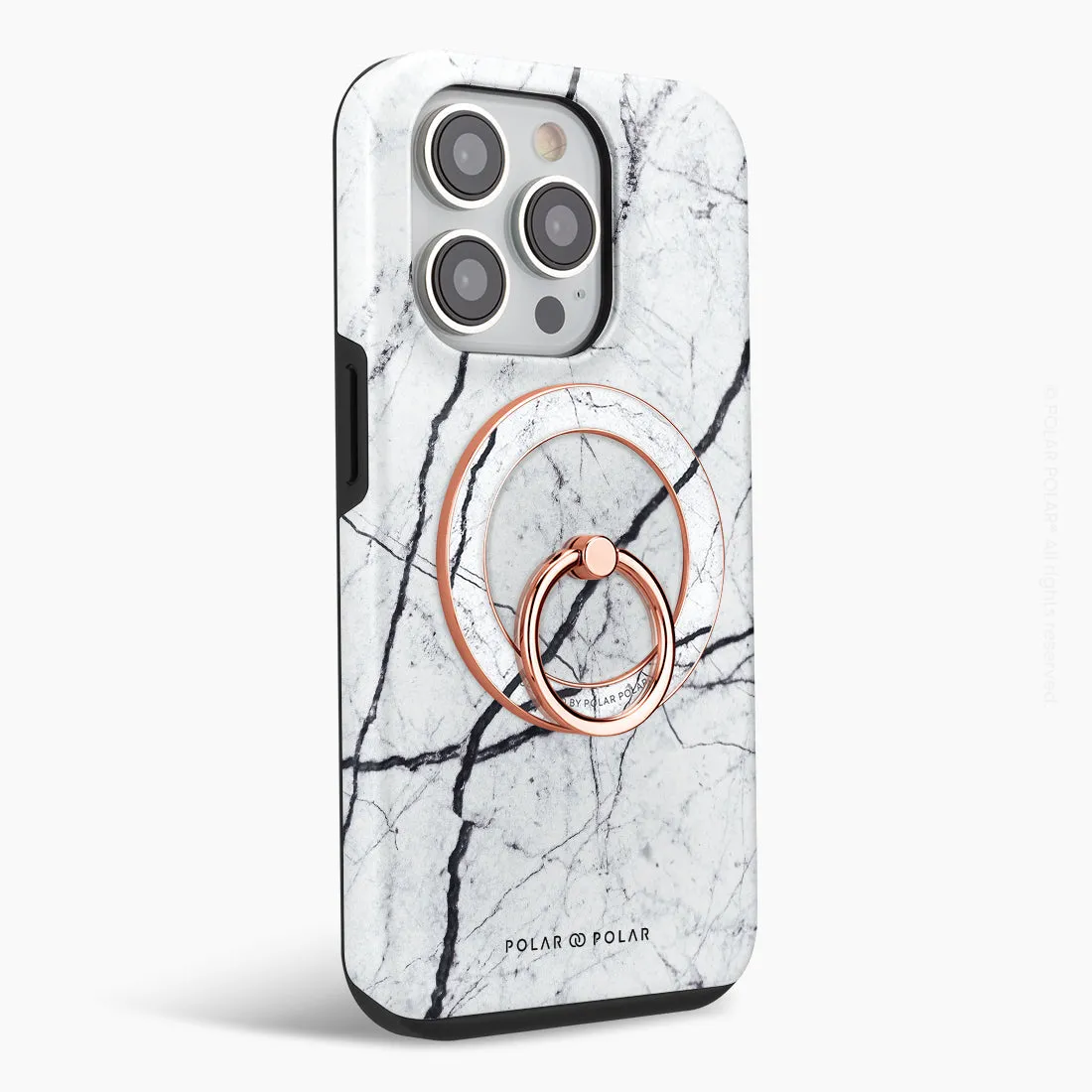 Classic White - Rose Gold MagSafe Phone Grip and Ring Holder Stand