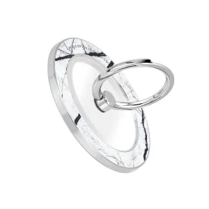 Classic White - Silver MagSafe Phone Grip and Ring Holder Stand