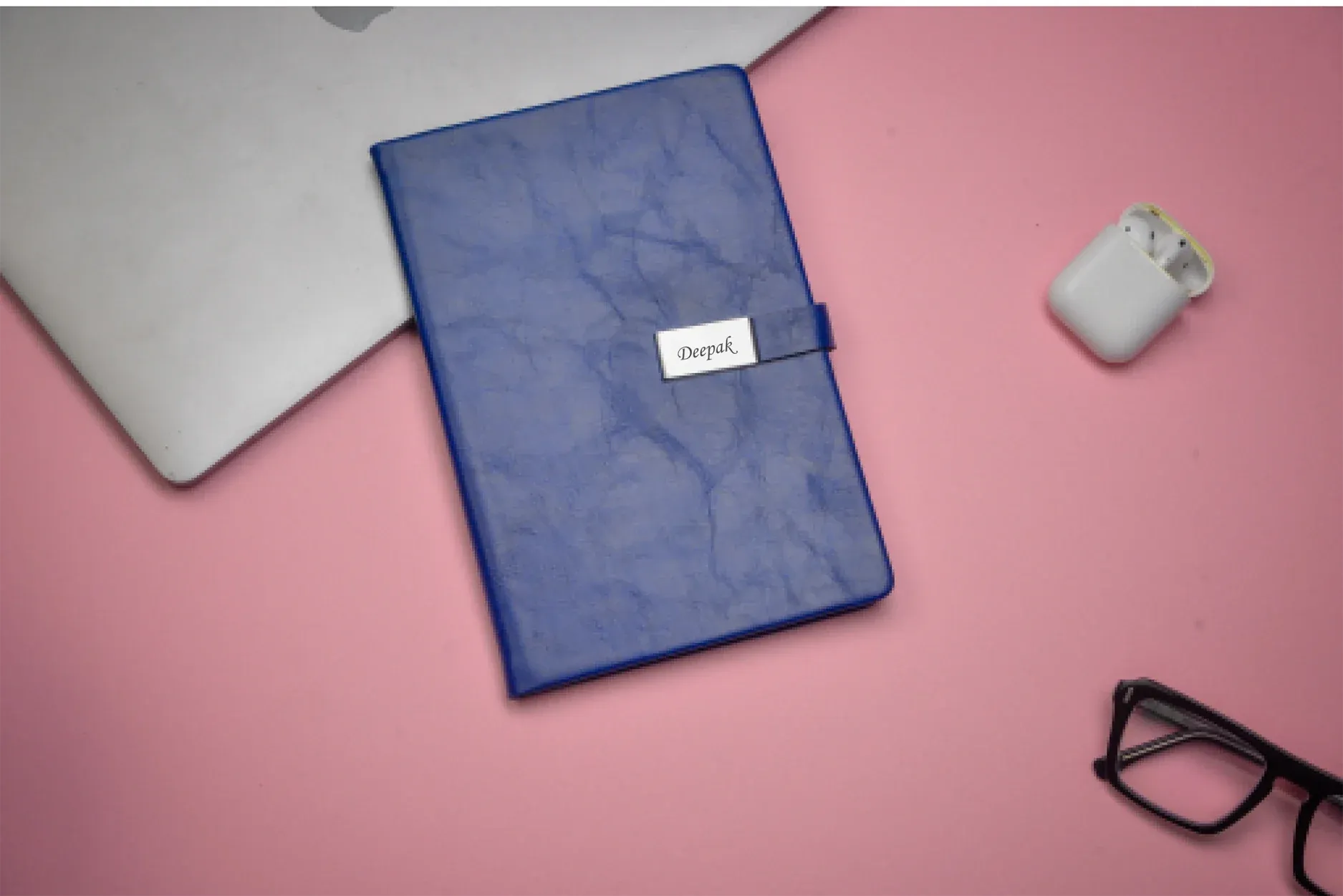 Classy Metal Flip Diary   Classic Metal Pen - Blue