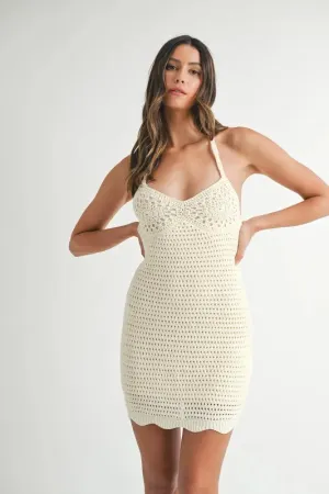 Crochet Crisscross Spaghetti Strap Mini Dress