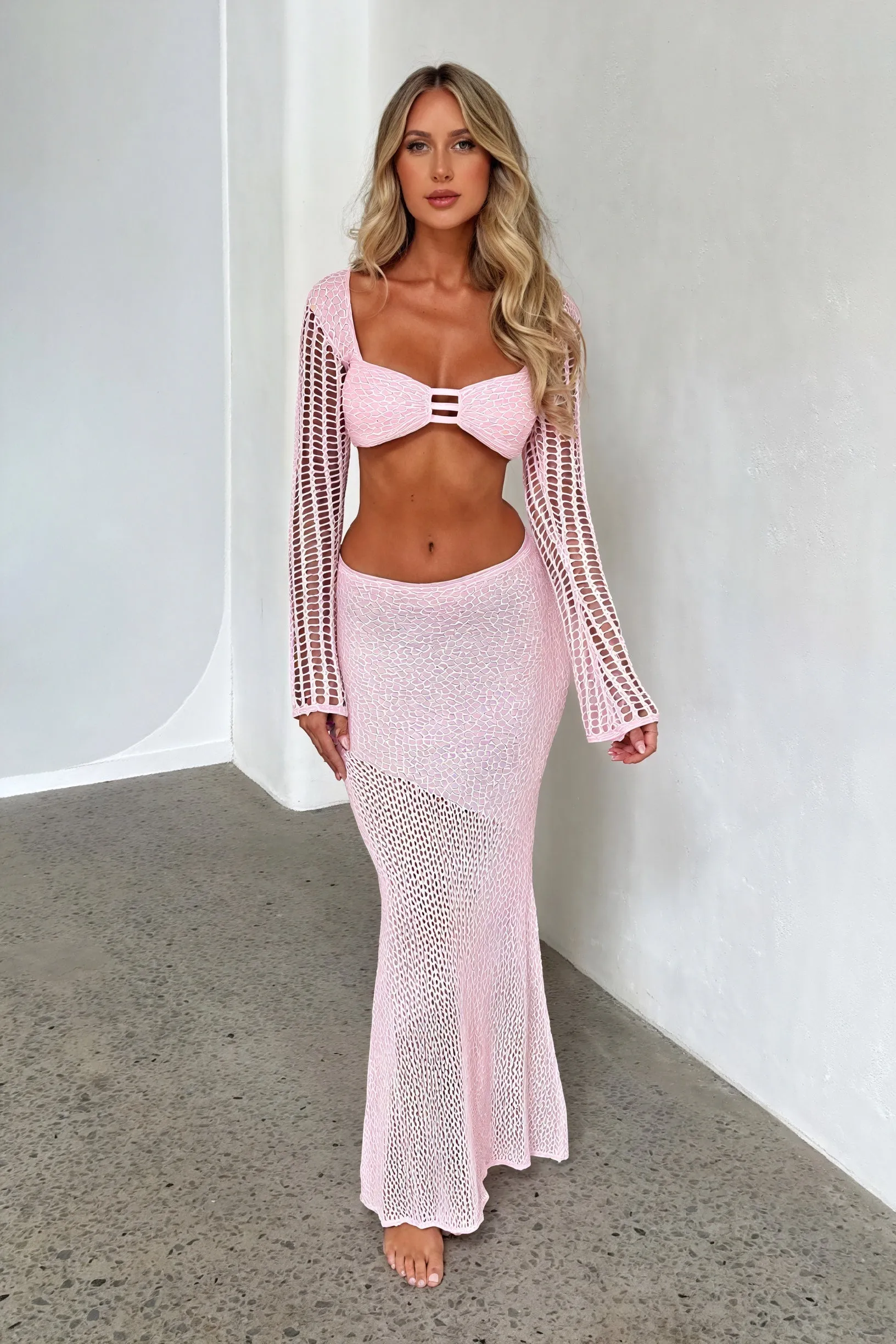 Crochet Knit Two-Piece Set