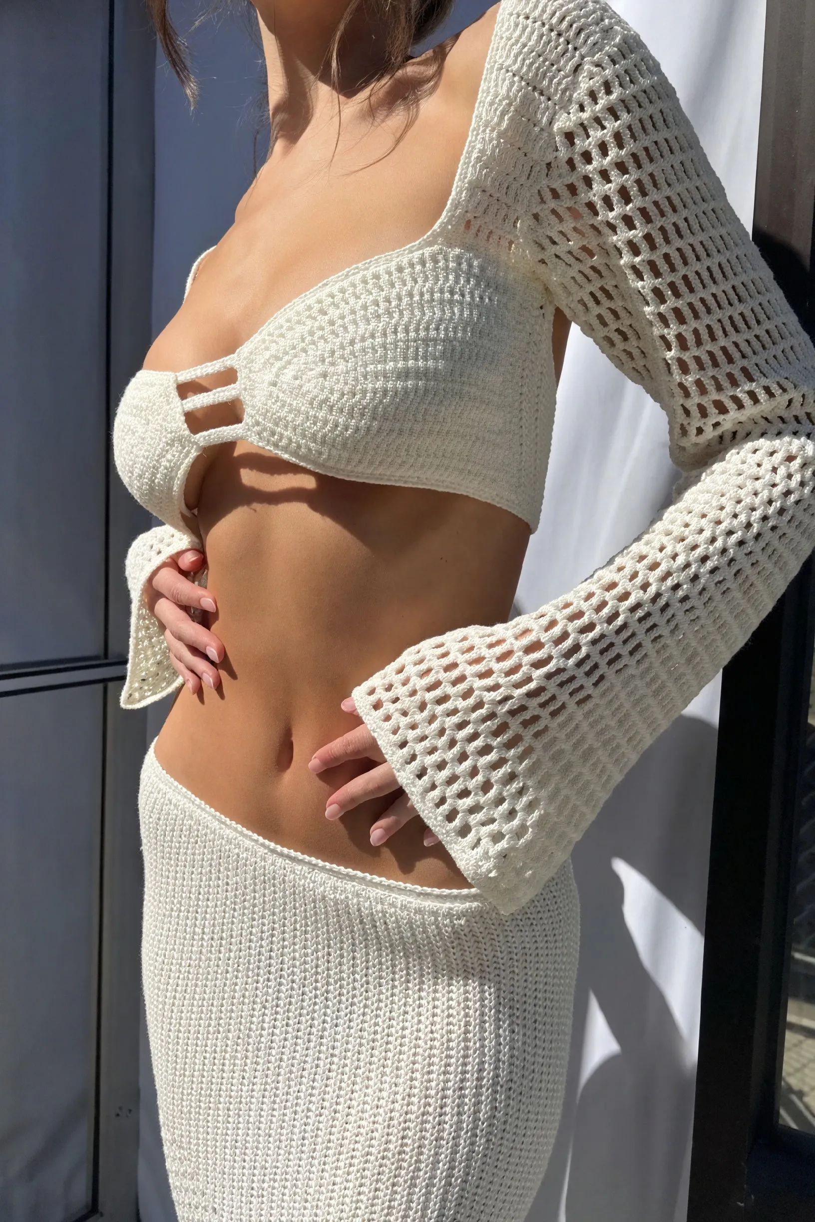 Crochet Knit Two-Piece Set
