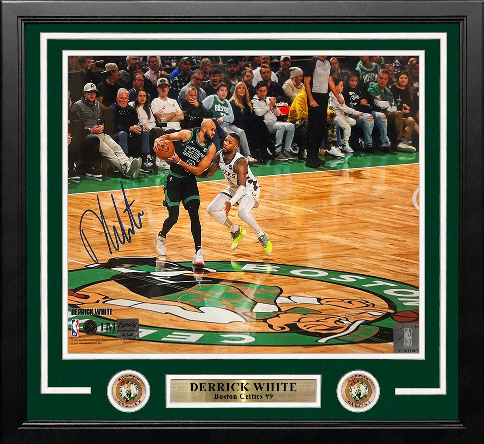 Derrick White v. Lillard Boston Celtics Autographed 16x20 Framed Photo JSA PSA