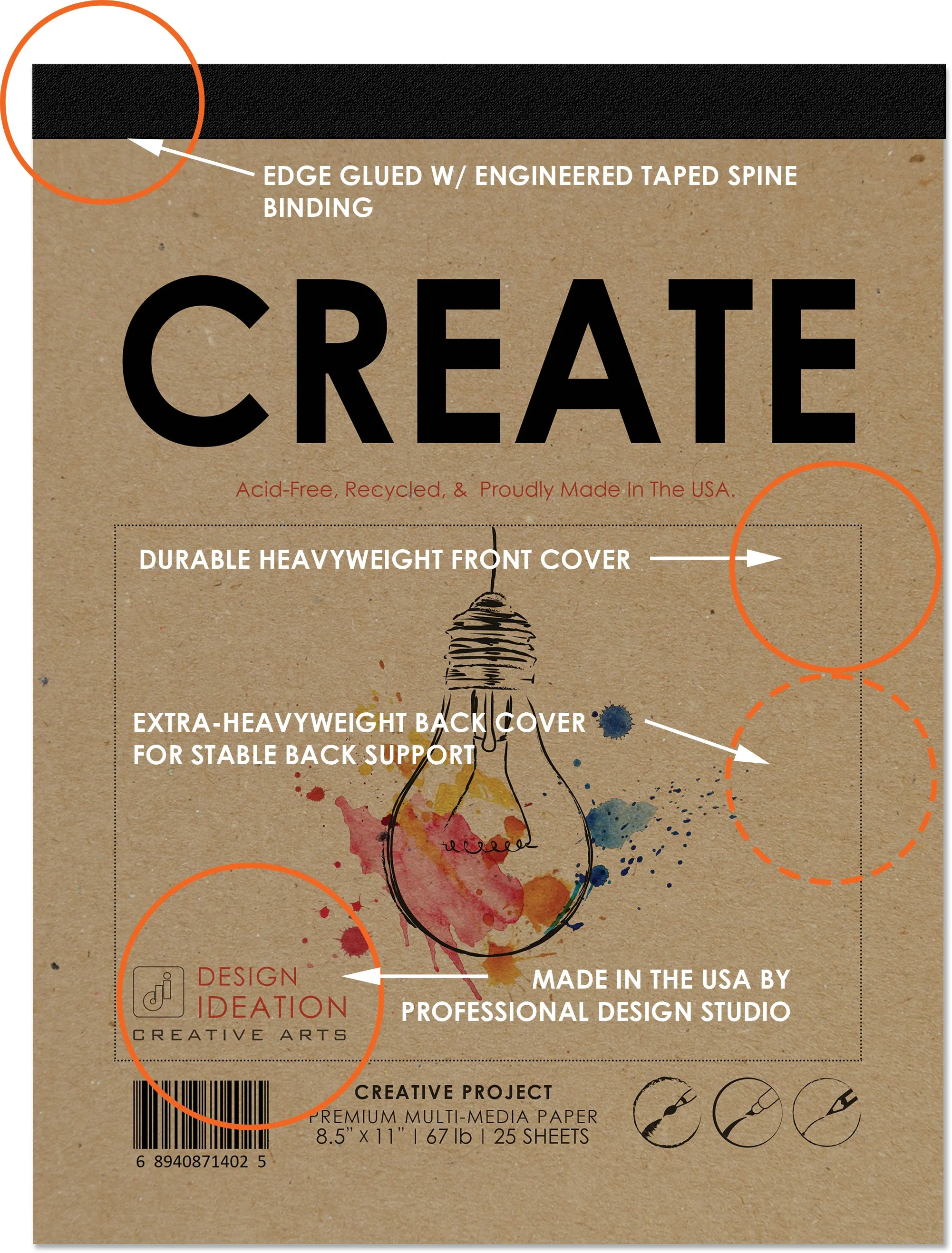 Design Ideation CREATE. FLIP COVER Pad. Removable Sheet. Multi-Media. (8.5" x 11") FCP-2550-TS