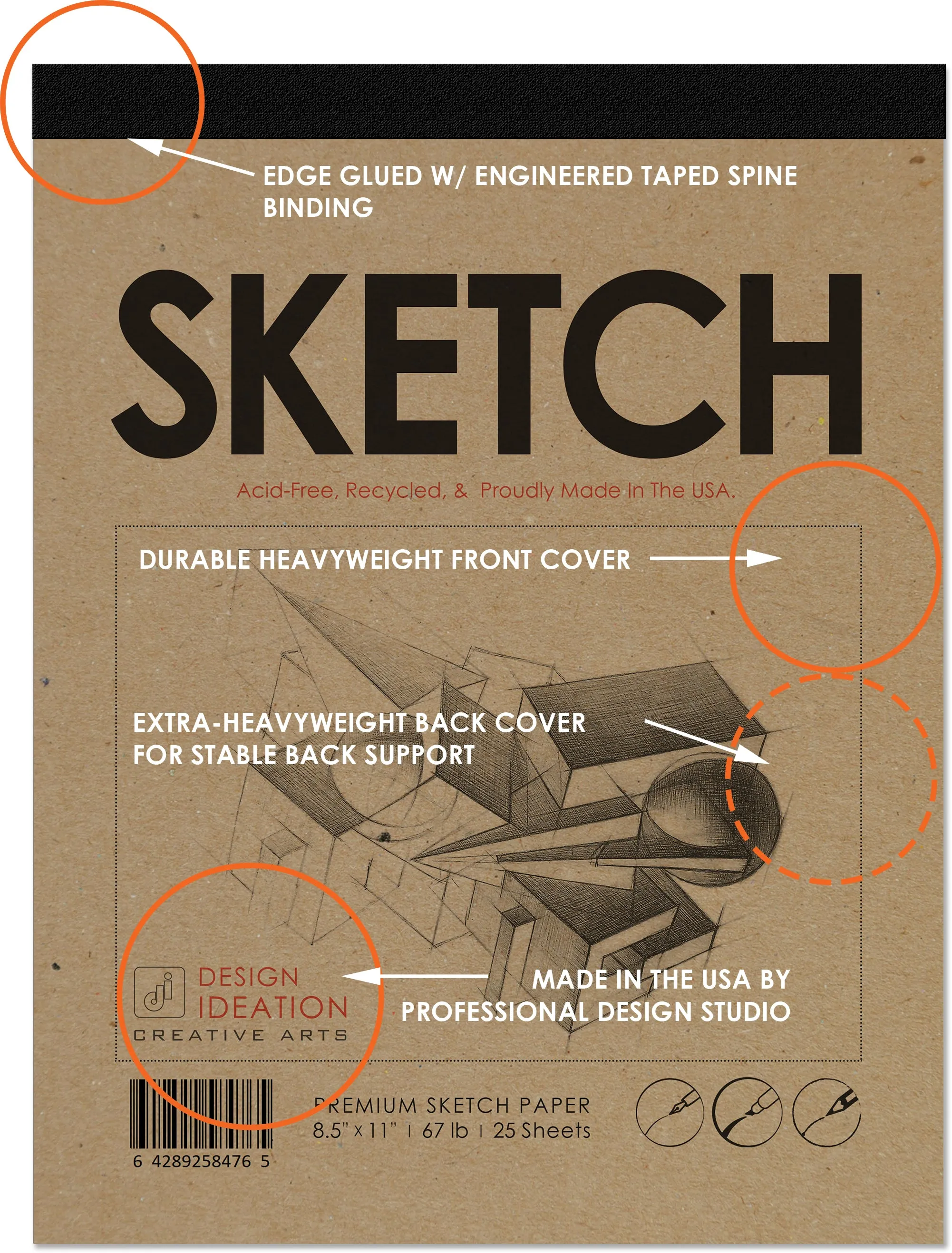 Design Ideation SKETCH. FLIP COVER Pad. Removable Sheet. Multi-Media. (8.5" x 11") FCP-2550-TS