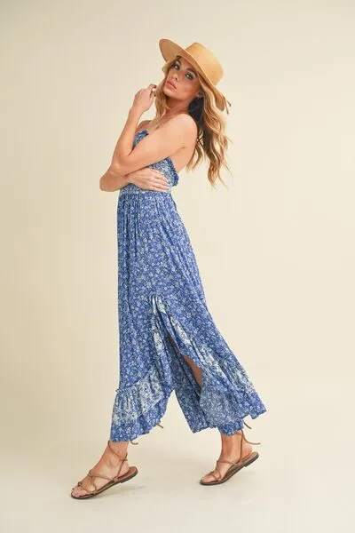 Ditsy Floral Ruffled Hem Maxi Cami Dress