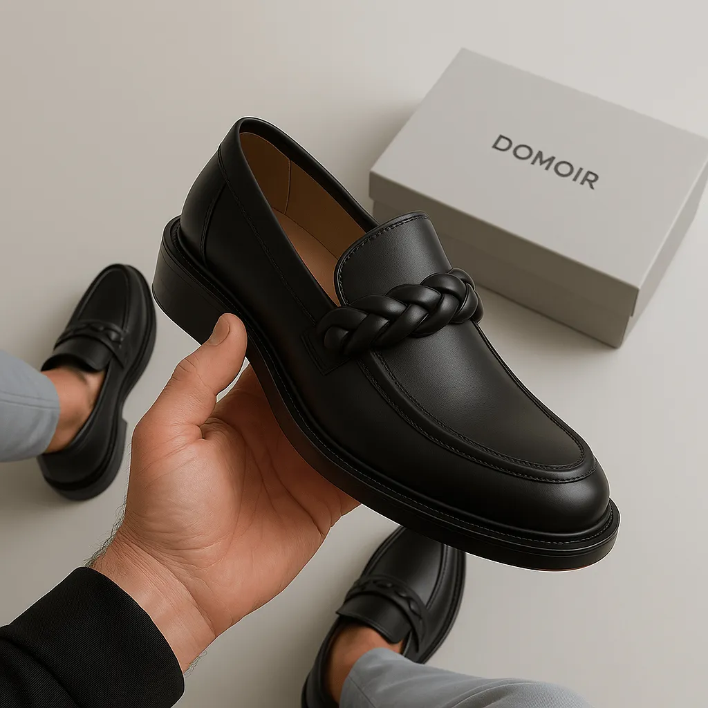 Domoir | Calf Leather Penny Braid Loafers