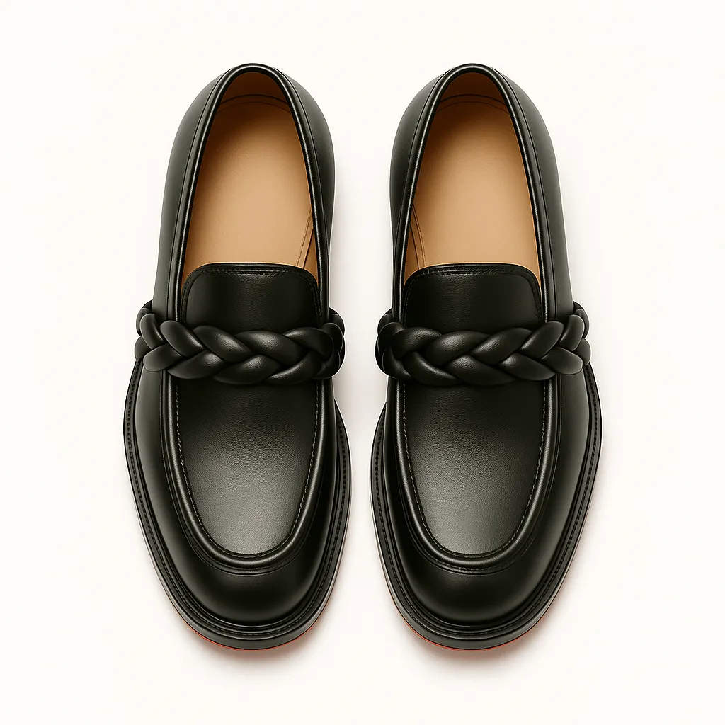 Domoir | Calf Leather Penny Braid Loafers