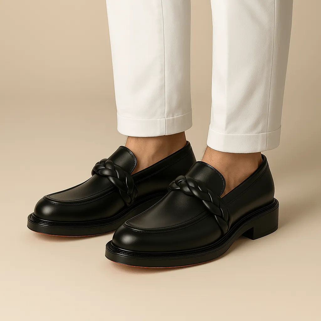 Domoir | Calf Leather Penny Braid Loafers