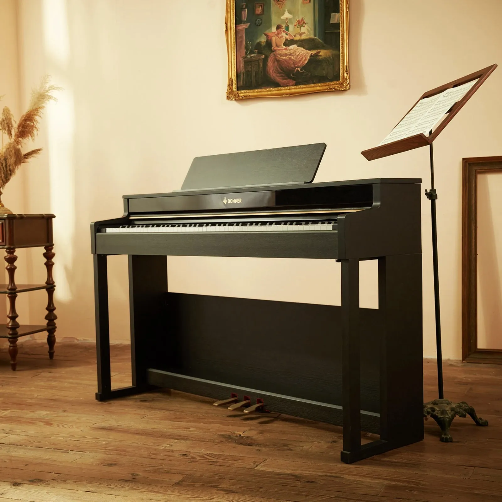Donner DDP-400 88 Weighted Key Progressive Hammer Action Digital Piano with Furniture Stand & 3 Pedal for Professional