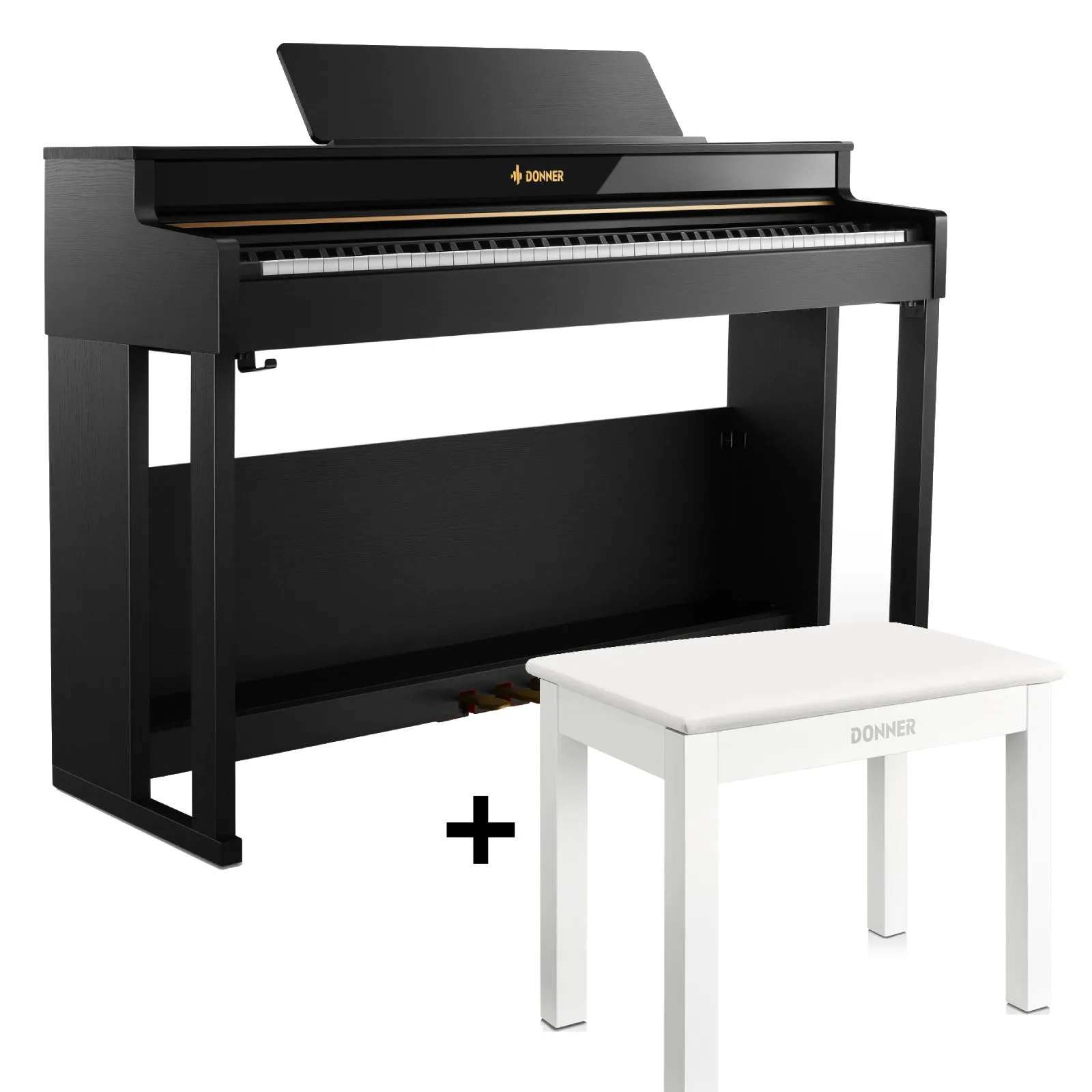 Donner DDP-400 88 Weighted Key Progressive Hammer Action Digital Piano with Furniture Stand & 3 Pedal for Professional