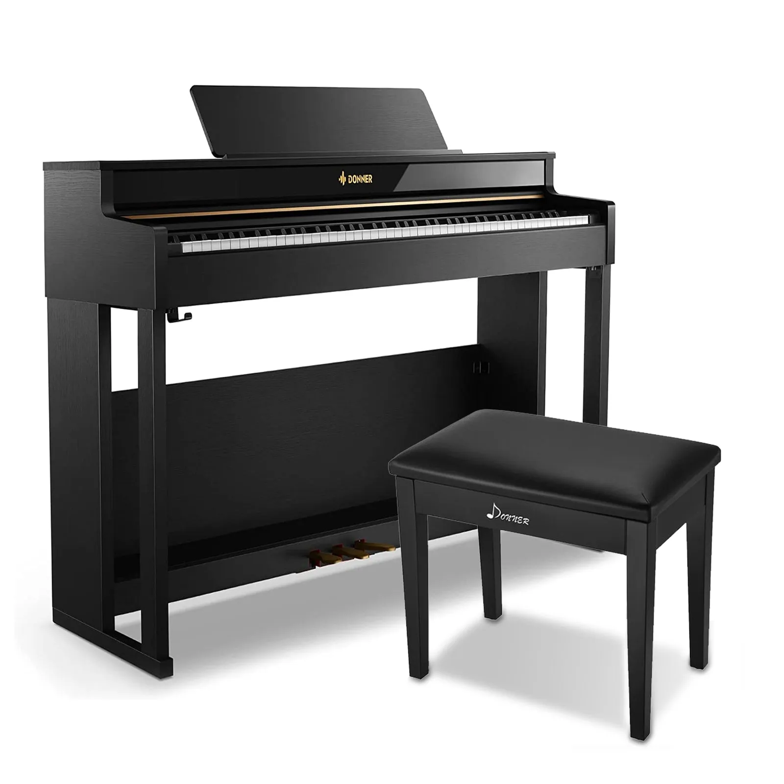 Donner DDP-400 88 Weighted Key Progressive Hammer Action Digital Piano with Furniture Stand & 3 Pedal for Professional