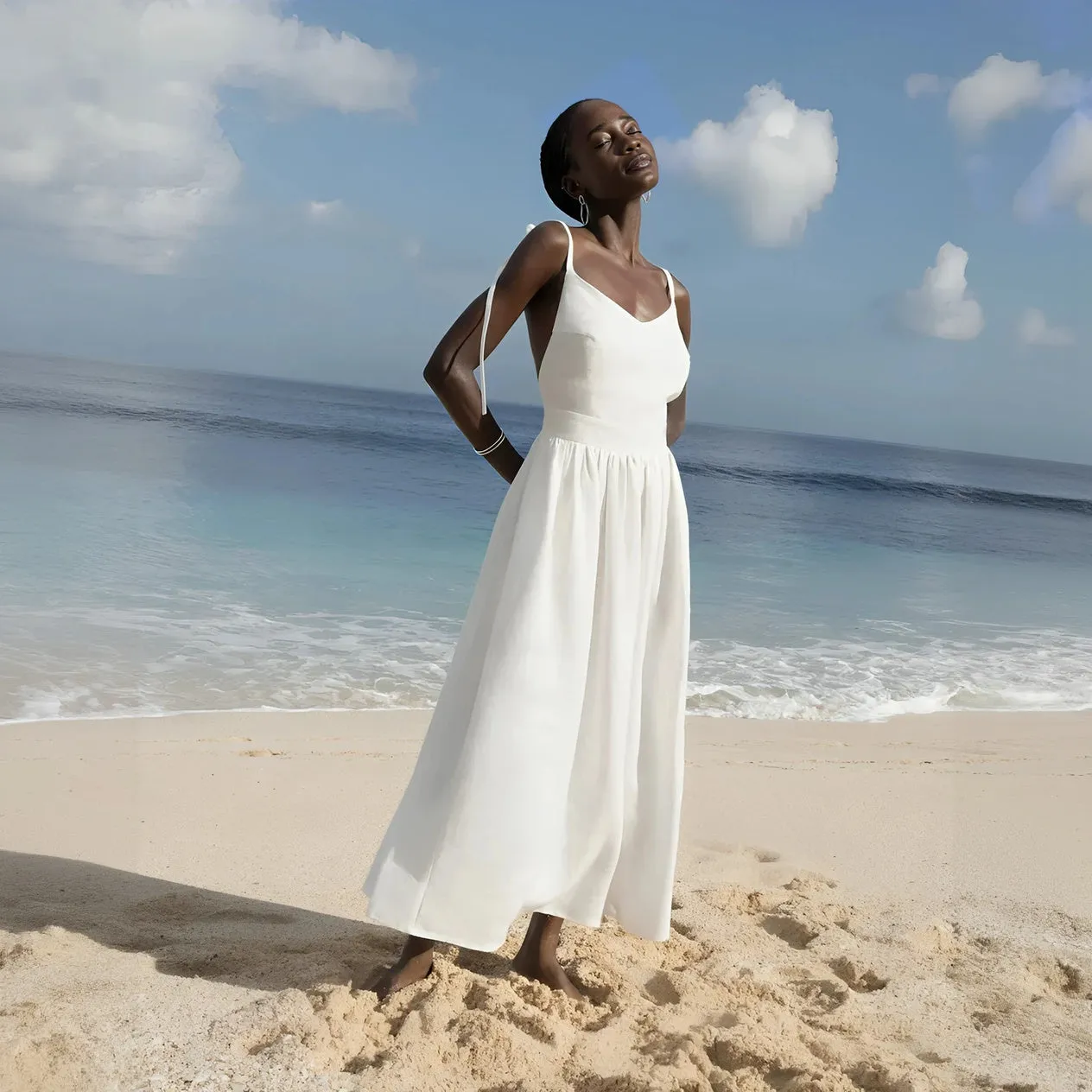 Effortless A-Line Dress with Delicate Shoulder Detail