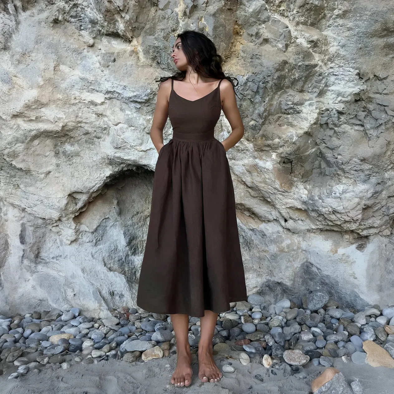 Effortless A-Line Dress with Delicate Shoulder Detail