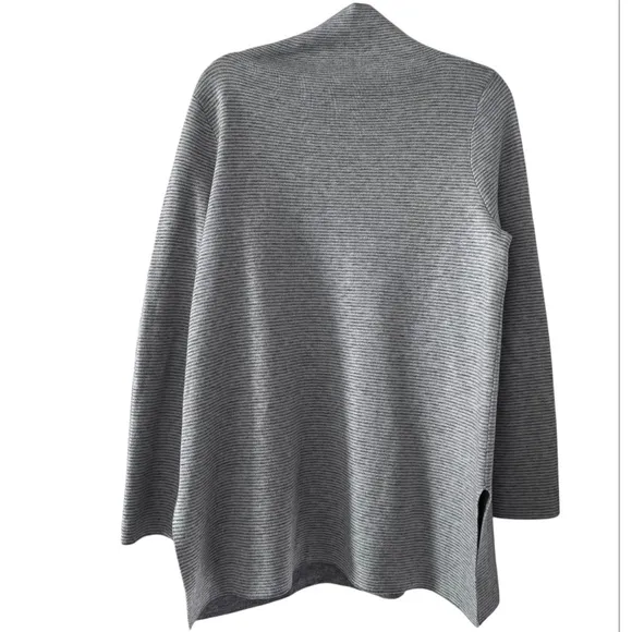 EUC Eileen Fisher Cashmere Blend Reversible Funnel Neck Sweater in Gray size M