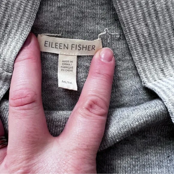 EUC Eileen Fisher Cashmere Blend Reversible Funnel Neck Sweater in Gray size M