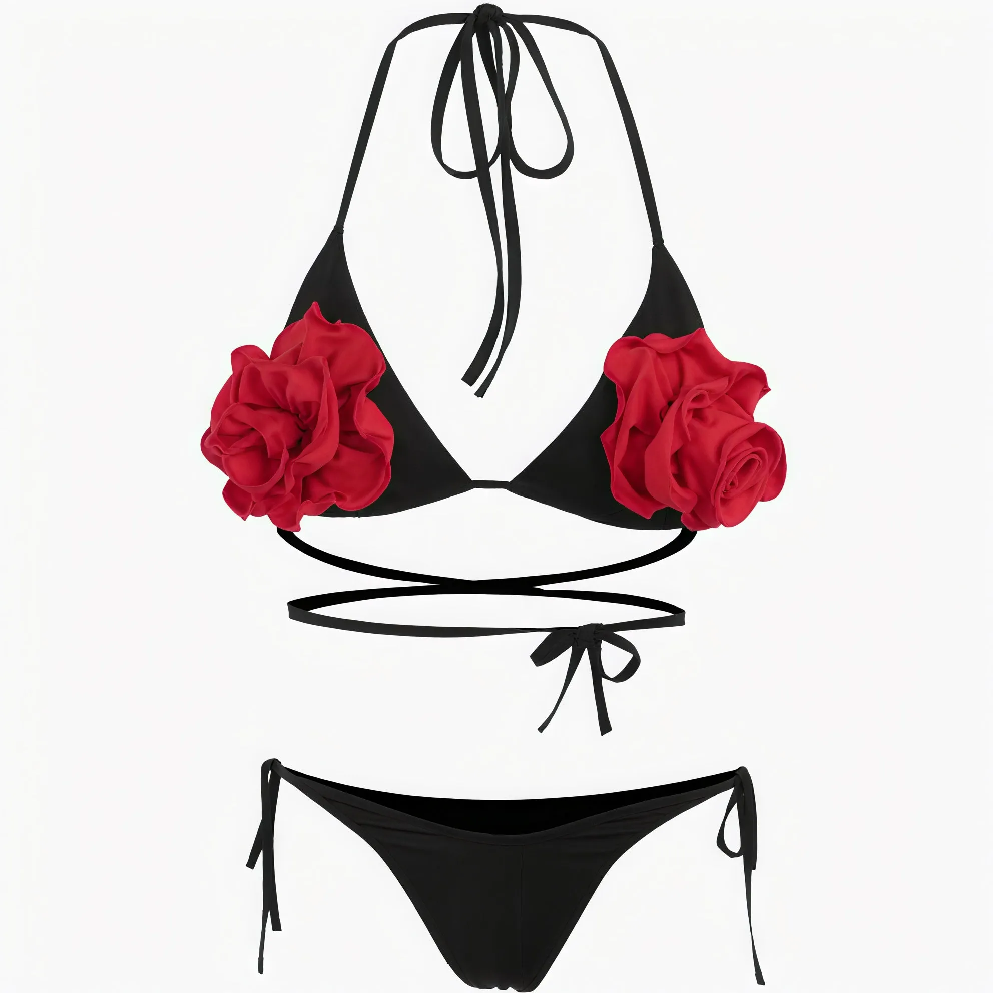 Floral Appliqué Two-Piece Swim Set