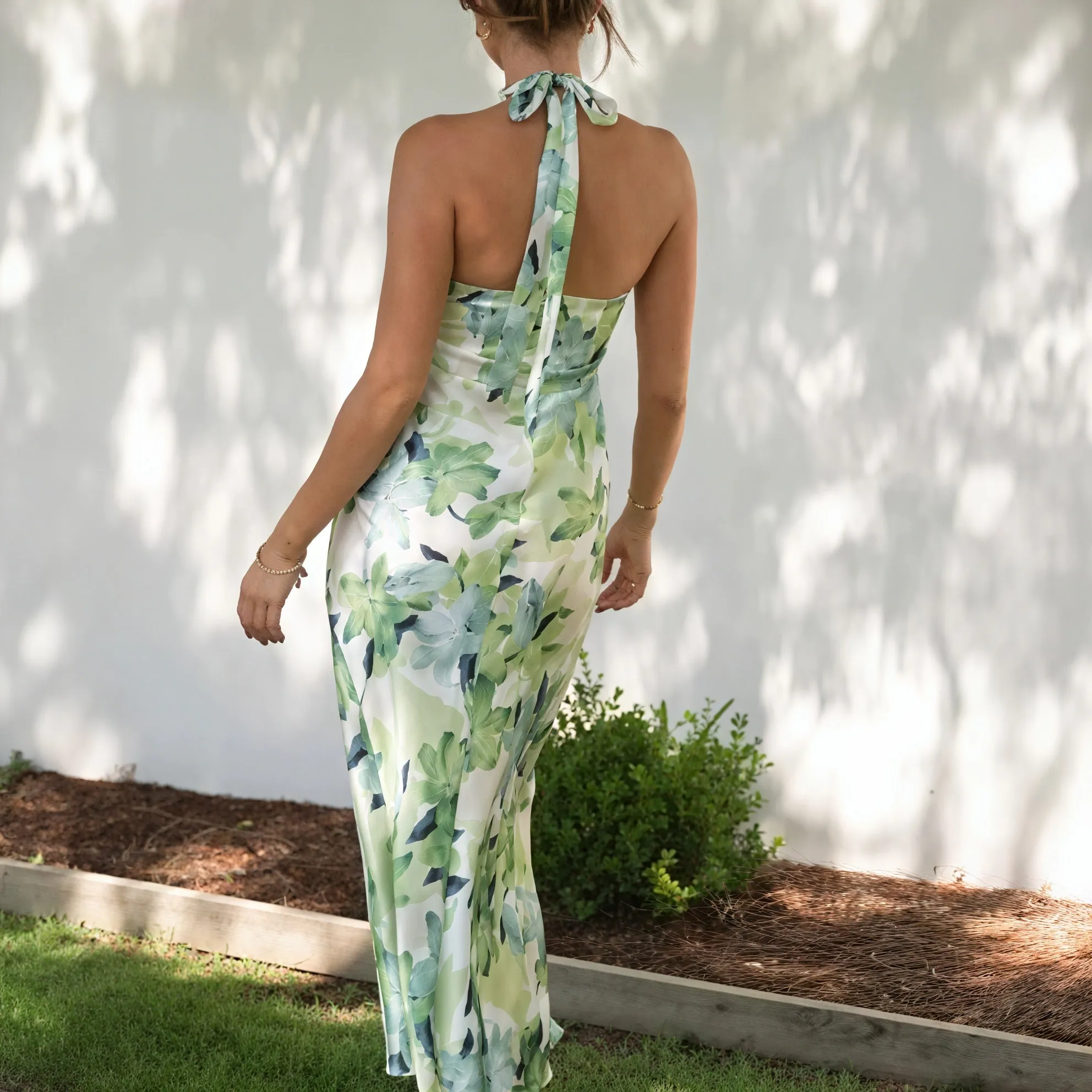 Floral Halter Maxi Dress - Flowing Silhouette