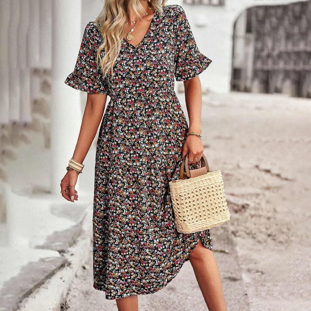 Floral Midi Dress | Lightweight & Flowy | Casual Elegance