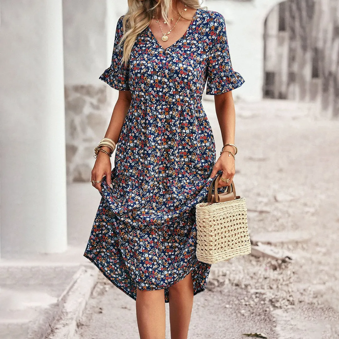 Floral Midi Dress | Lightweight & Flowy | Casual Elegance