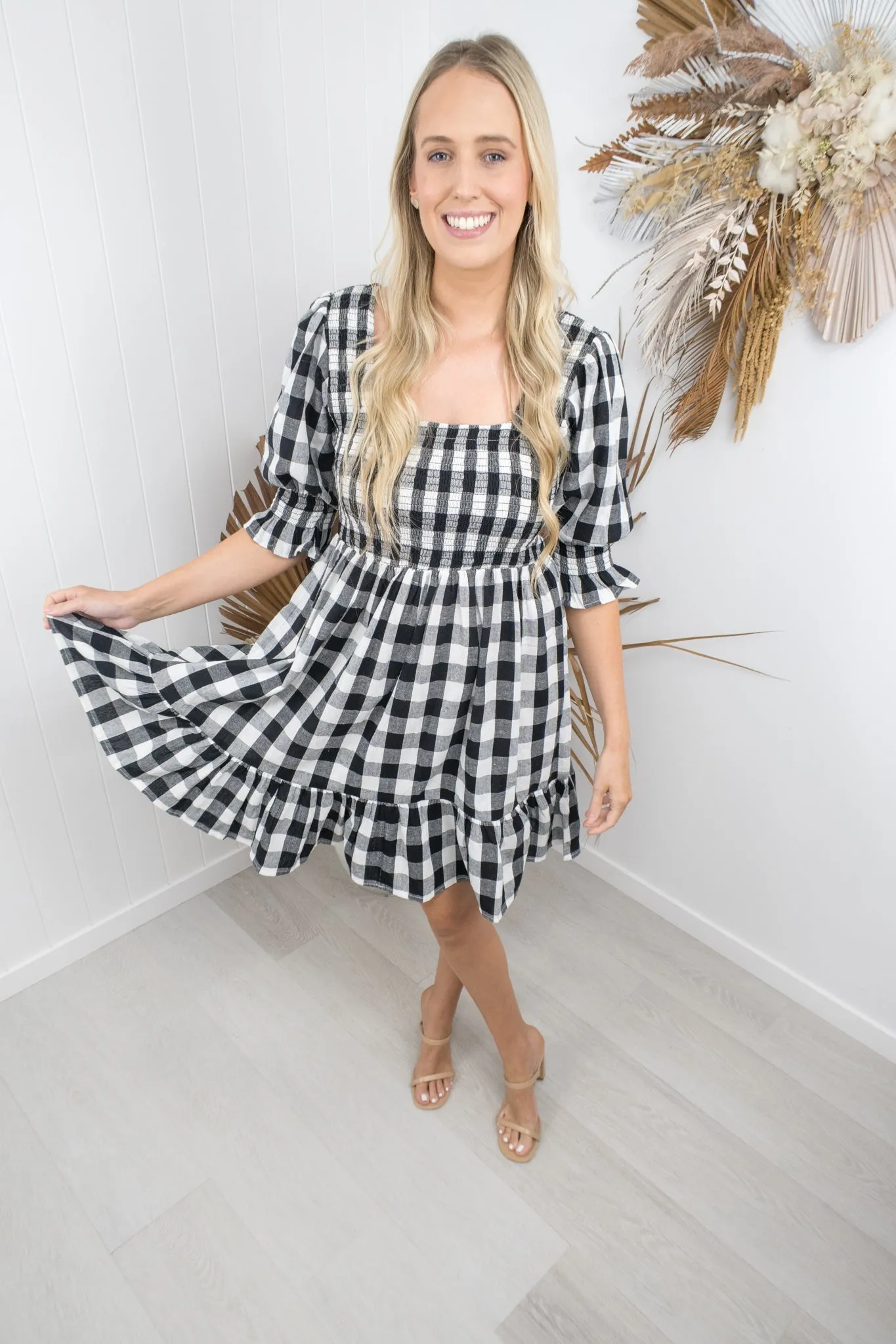 Florence Dress- Black/white gingham