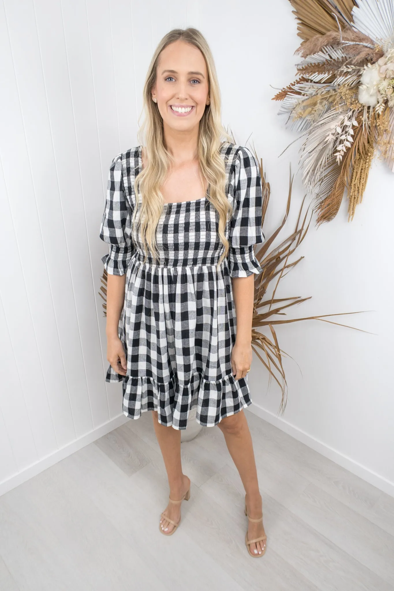 Florence Dress- Black/white gingham