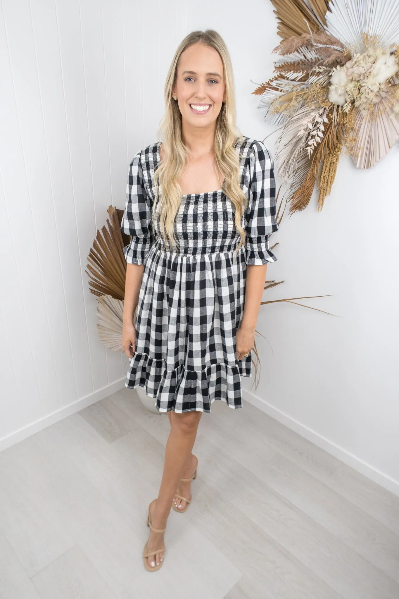 Florence Dress- Black/white gingham