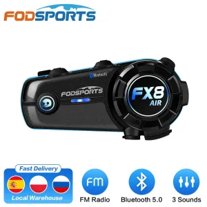 Fodsports FX8 AIR Helmet Intercom Headset Motorcycle Waterproof Interphone Bluetooth 5.0 FM Radio 3 Stereo Sound Effects