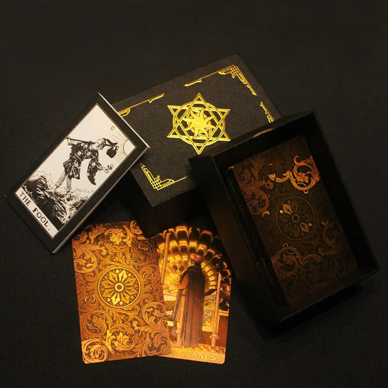 Gold Foil  PVC Waterproof  3D Coffee Color Retro Tarot Card