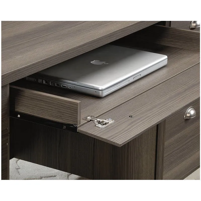 Gray Ash Brown Executive Computer Office Desk with Keyboard Tray - Made In USA