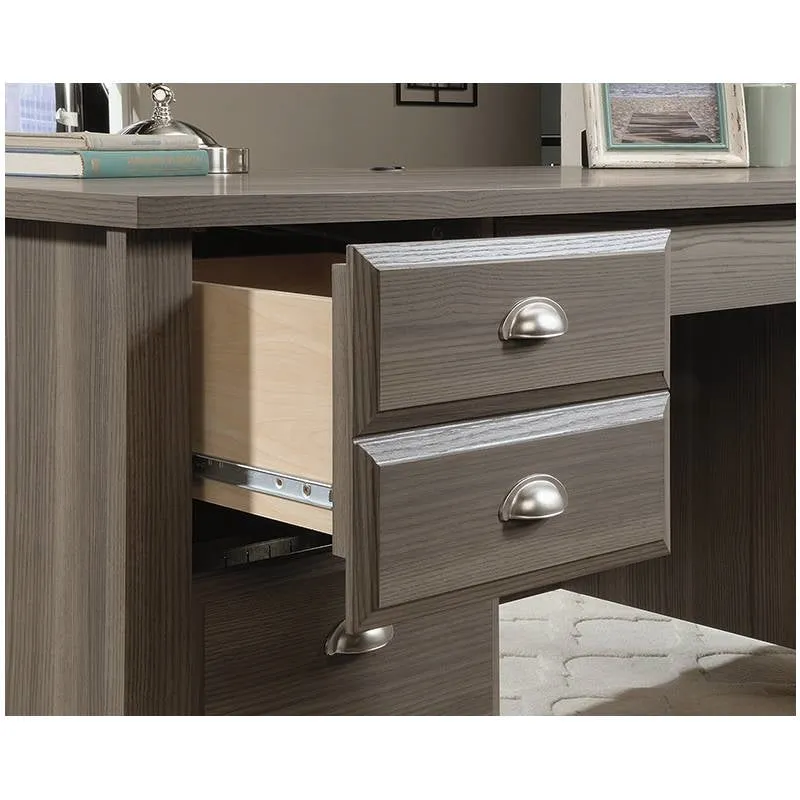 Gray Ash Brown Executive Computer Office Desk with Keyboard Tray - Made In USA