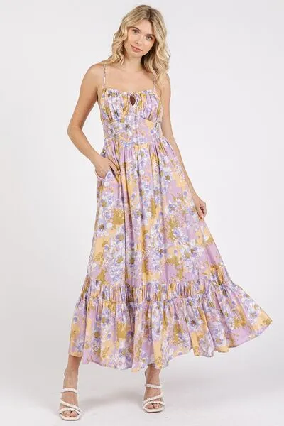 Hazel Blues® |  Mittoshop Floral Smocked Back Ruffled Hem Maxi Cami Dress
