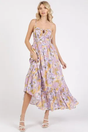 Hazel Blues® |  Mittoshop Floral Smocked Back Ruffled Hem Maxi Cami Dress