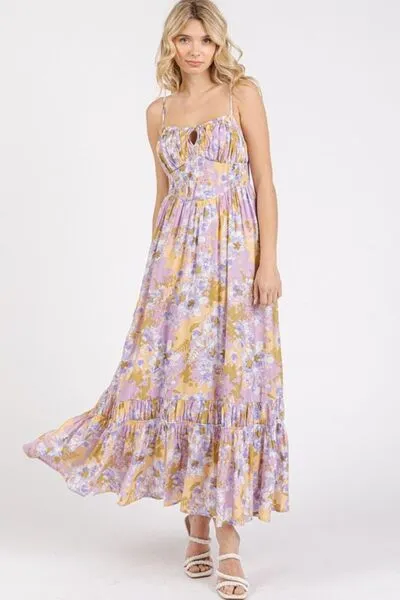 Hazel Blues® |  Mittoshop Floral Smocked Back Ruffled Hem Maxi Cami Dress