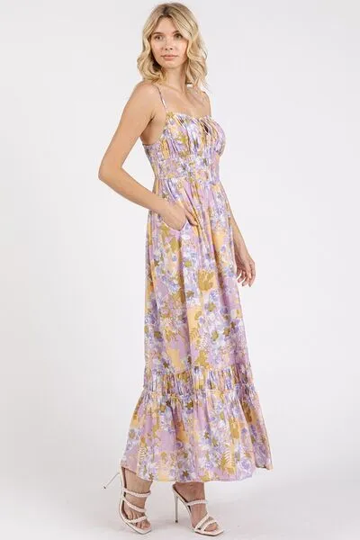 Hazel Blues® |  Mittoshop Floral Smocked Back Ruffled Hem Maxi Cami Dress
