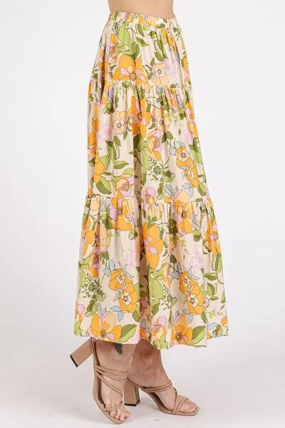 Hazel Blues® |  Mittoshop Flower Print Elastic Waist Tiered Skirt