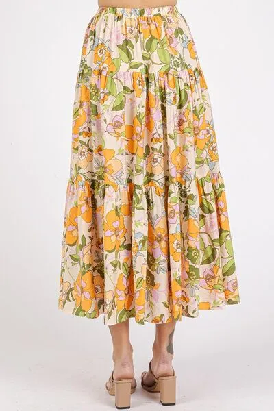 Hazel Blues® |  Mittoshop Flower Print Elastic Waist Tiered Skirt
