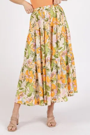 Hazel Blues® |  Mittoshop Flower Print Elastic Waist Tiered Skirt