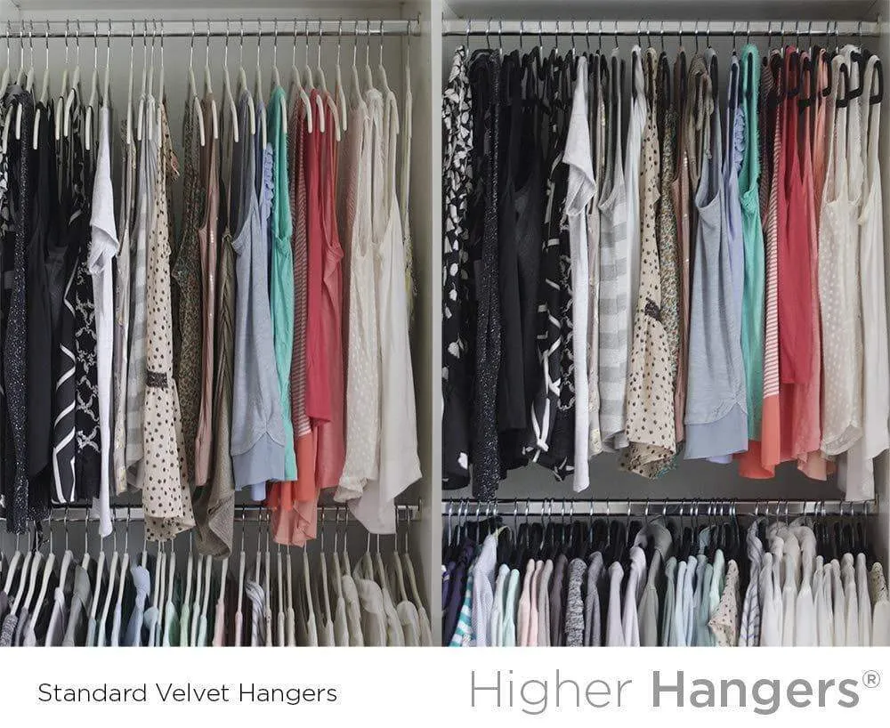 Higher Hangers Space Saving Velvet Clothes Hangers Slimline Heavy Duty Closet Organizers | Helps Reduce Wrinkles and Clutter | Great for Dorms and Increasing Closet Space | 40 Pack (Black Velvet)