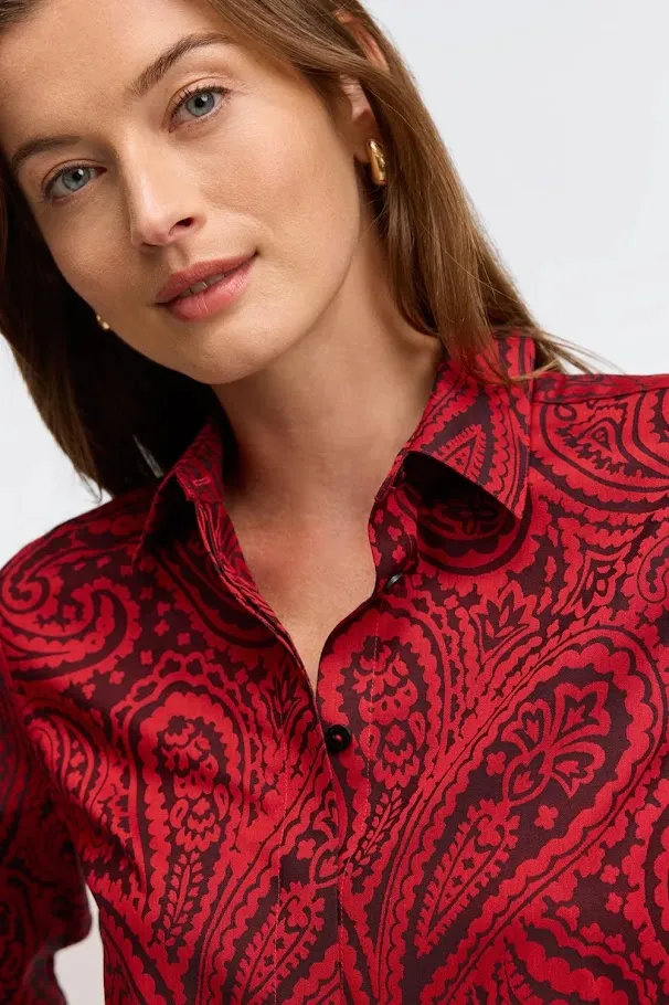 Iris Paisley Tunic - Red Black