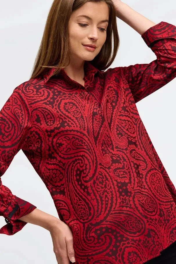 Iris Paisley Tunic - Red Black