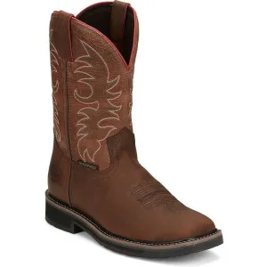Justin Men's Driller II 11" Waterproof Western Work Boot -Brown- SE3116