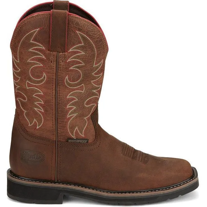 Justin Men's Driller II 11" Waterproof Western Work Boot -Brown- SE3116
