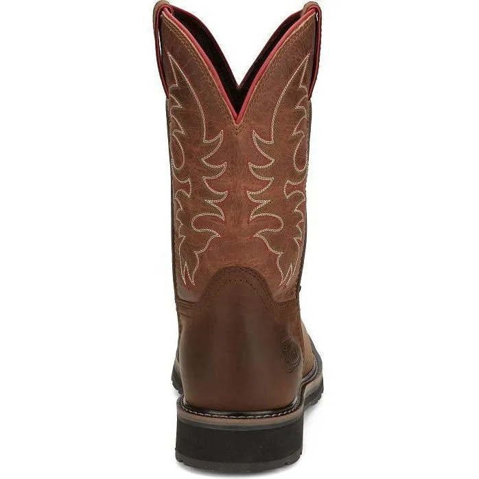 Justin Men's Driller II 11" Waterproof Western Work Boot -Brown- SE3116
