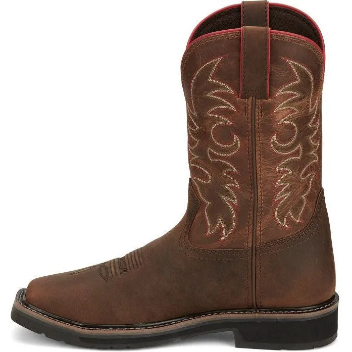 Justin Men's Driller II 11" WP Steel Toe Western Work Boot -Brown- SE3117